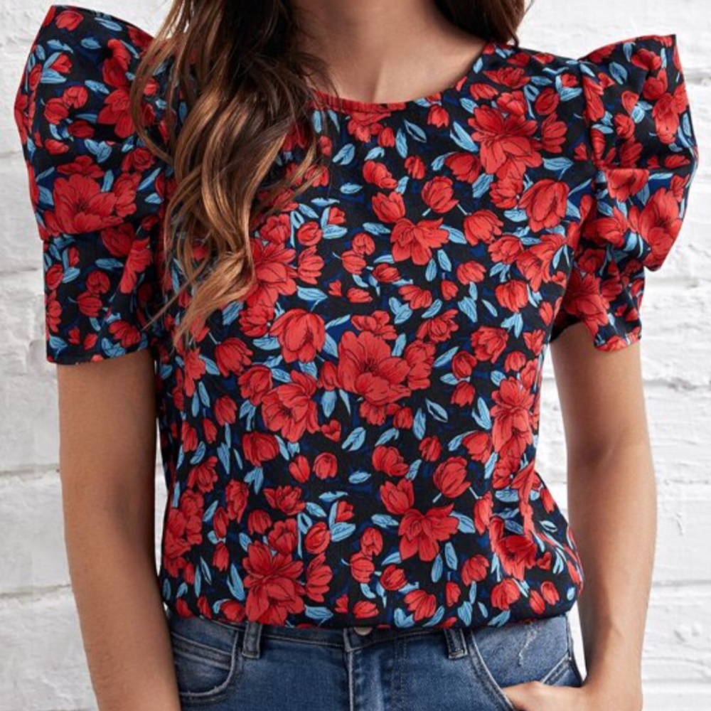 New Shein Floral Blouse Sz L